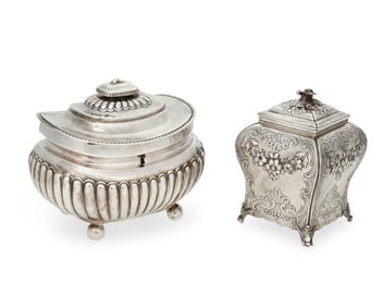 Two George III sterling silver tea caddies