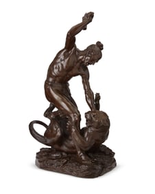 After Franaois Auguste-Hippolyte Peyrol (1856-1929), Man fighting a cougar "L'homme vainquant la