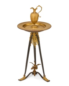 A French Renaissance style gilt-metal ewer and basin