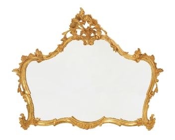 A Rococo-style giltwood overmantel mirror
