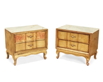 A pair of French provincial-style giltwood nightstands