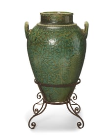A Gladding-McBean pottery oil jar