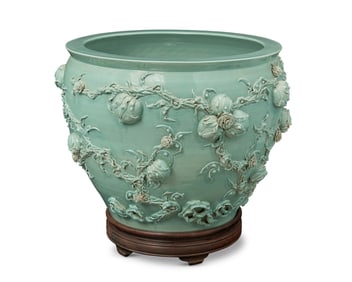 A massive Chinese celadon porcelain nine-peach fishbowl