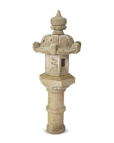 A Japanese ikekomi-doro stone garden lantern