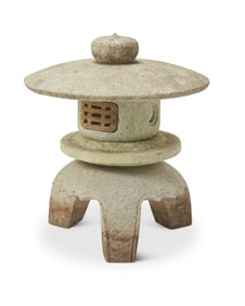 A Japanese ikekomi-doro stone garden lantern