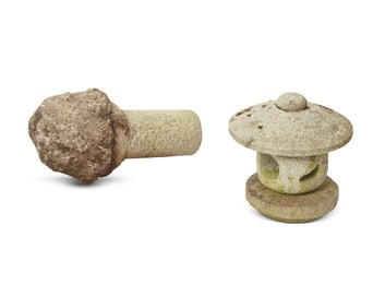 A Japanese ikekomi-doro stone garden lantern