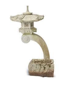 A Japanese ikekomi-doro stone garden lantern