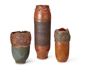Three large studio pottery vases
