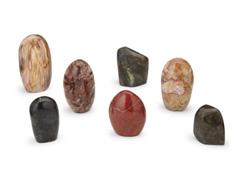 A group of mineral specimens
