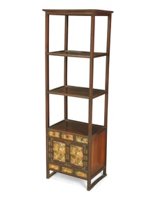 A Korean carved hardwood etagere