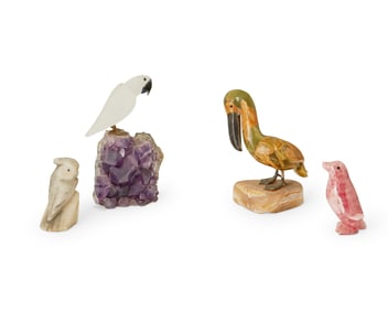 A group of lapidary bird figures