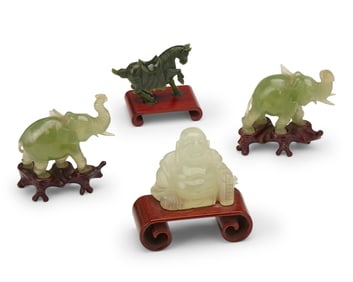 A group of Chinese carved hardstone figures