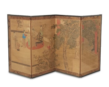 A Chinese four-panel screen