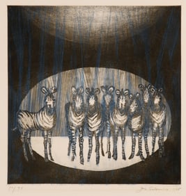 Jun'ichiro Sekino (1914-1988), Group of zebras, 1965