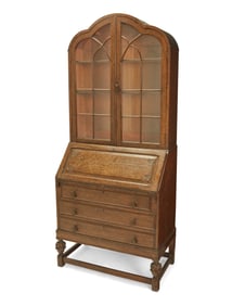 A William & Mary-style oak secretary