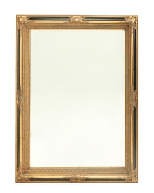 A Baroque-style part ebonized and gold mirror