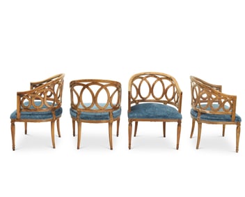 Four Contemporary ribbon-back armchairs