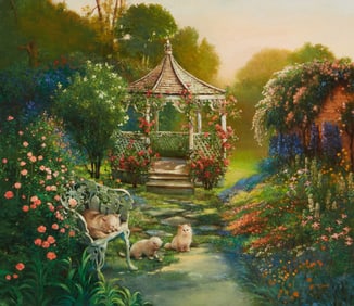 Jennie Tomao (1934-2011), Cats in a garden