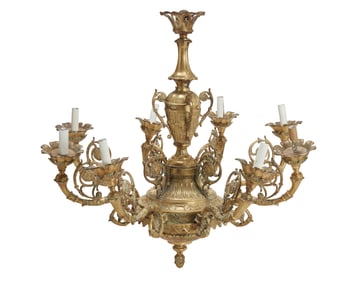A Neoclassical style eight-light chandelier