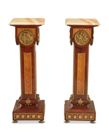 A pair of Neoclassical style gilt-bronze mounted pedestals