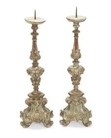 A pair of Continental Baroque altar pricket sticks