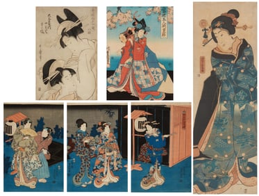 A group of Japanese woodcuts
