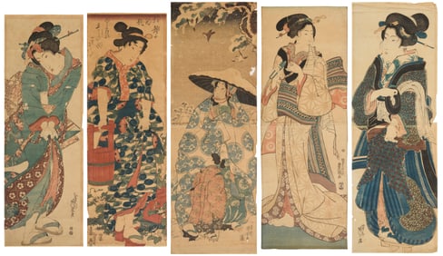 Group of five Japanese woodcuts