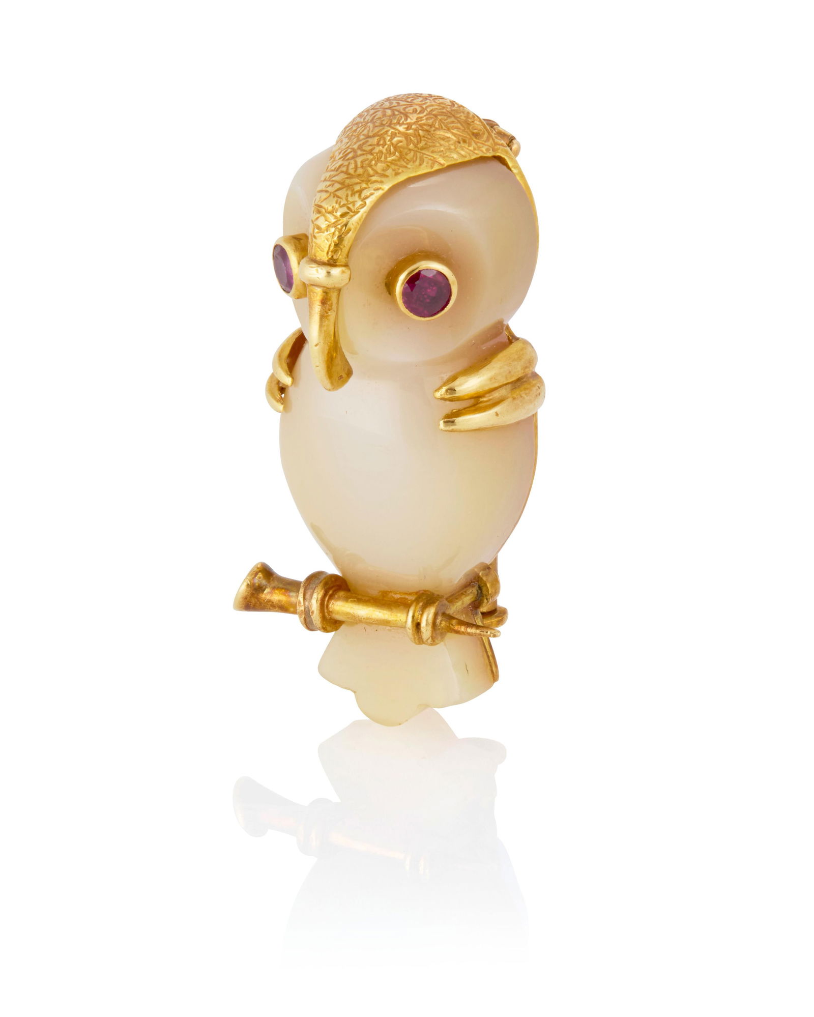 Cartier: An 18K Gold and Mother-of-Pearl Owl Brooch