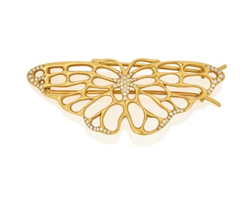 Angela Cummings for Tiffany & Co.: An 18K Gold and Diamond Butterfly Barrett, 1982
