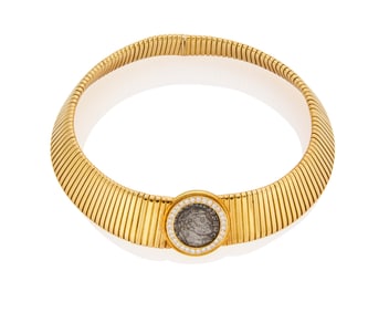 Weingrill: An 18K Gold, Ancient Coin and Diamond Necklace