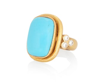 Elizabeth Locke: A Gold and Turquoise Ring