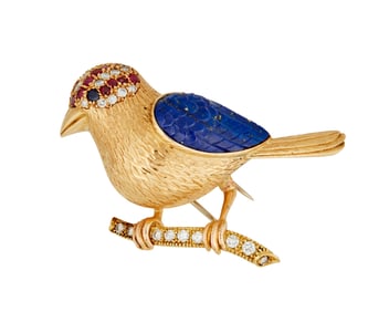 Nardi: An 18K Gold, Gem-Set and Diamond Brooch
