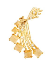 Boucheron: An 18K Gold, Citrine and Diamond Brooch