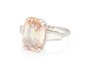 Chaumet: A Platinum, Padparadscha Sapphire and Diamond Ring