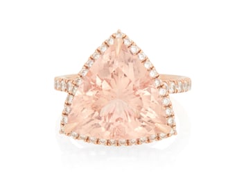 A 14K Rose Gold, Morganite and Diamond Ring