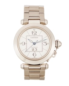 Cartier: A Stainless-Steel White Dial Jumptime Pasha De Carter Watch