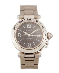 Cartier: A Stainless-Steel GMT Jumptime Pasha De Cartier Watch