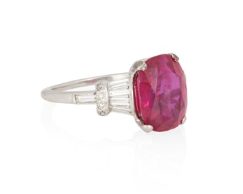 A Platinum, Ruby and Diamond Ring
