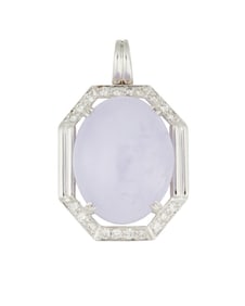 A Platinum and Lavender Jade Pendant