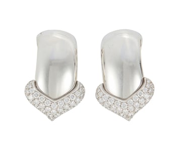Chopard: A Pair of 18K White Gold and Diamond Earrings