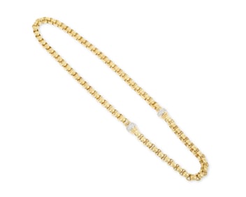An 18K Gold, Platinum and Diamond Necklace/Bracelet