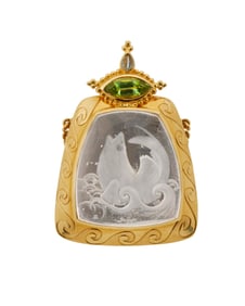 Crevoshay: A Gold and Gem-Set Fish Brooch/Pendant