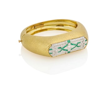 F.J. Cooper: A Gold, Platinum, Emerald and Diamond Bangle