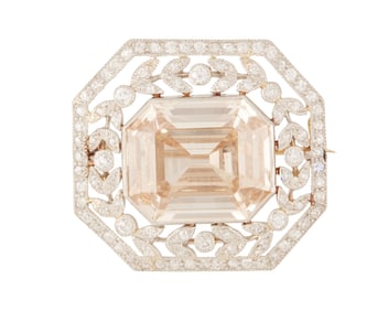 J.E. Caldwell: A Belle …poque Platinum, Fancy Yellow-Brown Diamond and Diamond Brooch