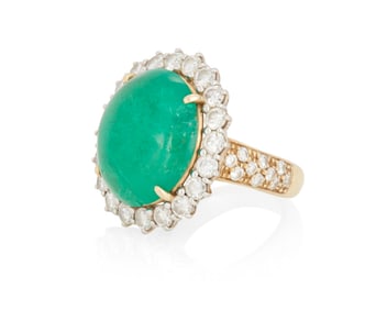 A Gold, Emerald and Diamond Ring