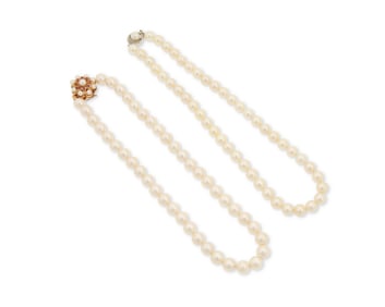 Two Gold and Cultured Pearl Necklaces