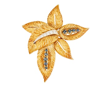 An 18K Gold, Sapphire and Diamond Brooch