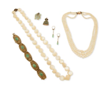 A Group of Gold, Silver and Hardstone Jewelry
