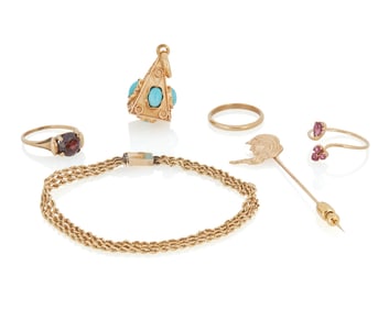 A Group of Gold and Gem-Set Jewelry