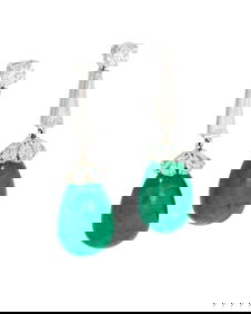 Tiffany & Co.: A Pair of Emerald and Diamond Earrings (1 of 3)